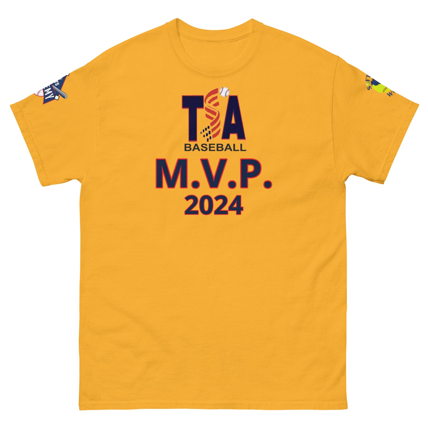 T.S.A. Baseball "M.V.P. 2 sleeve logos. Unisex classic tee