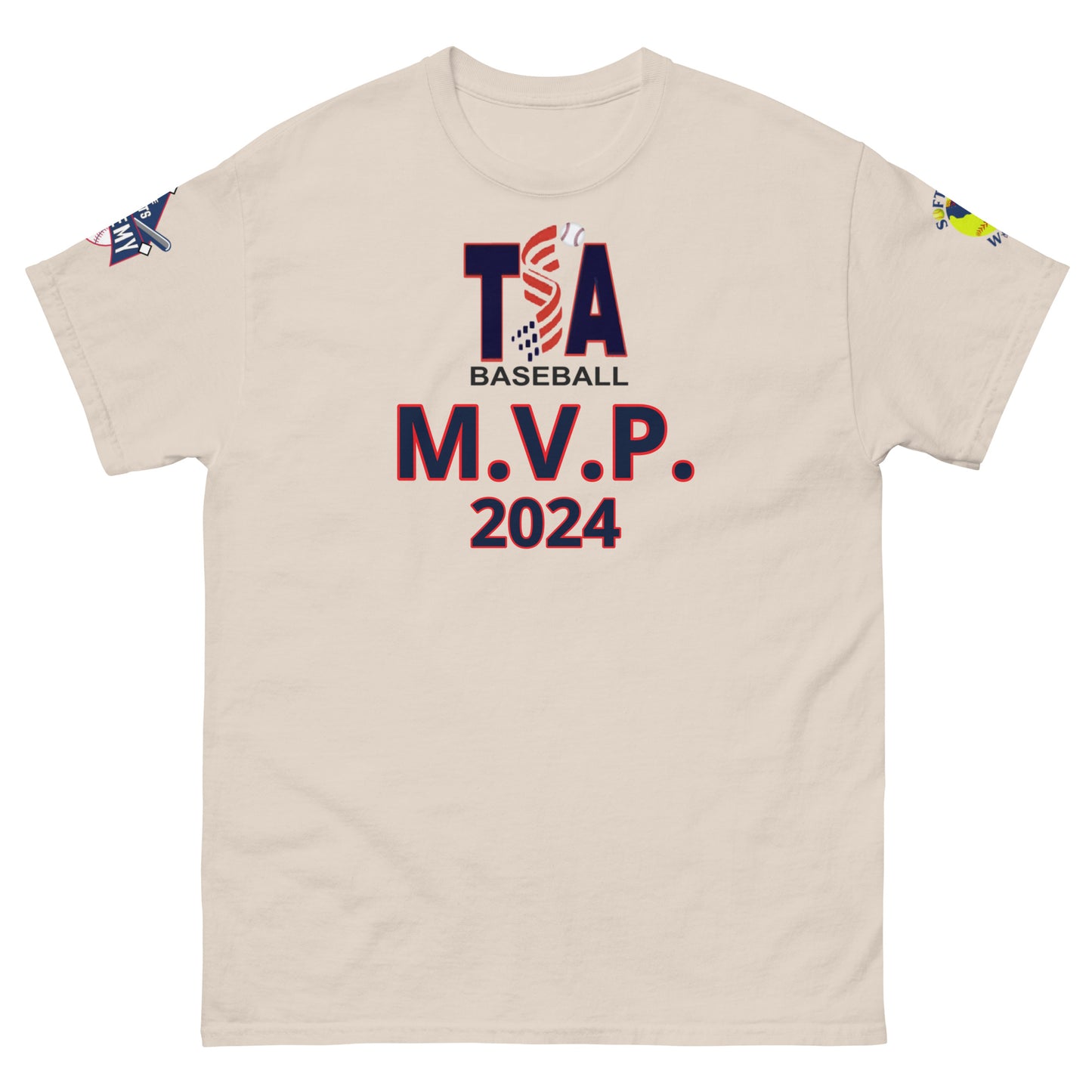 T.S.A. Baseball "M.V.P. 2 sleeve logos. Unisex classic tee