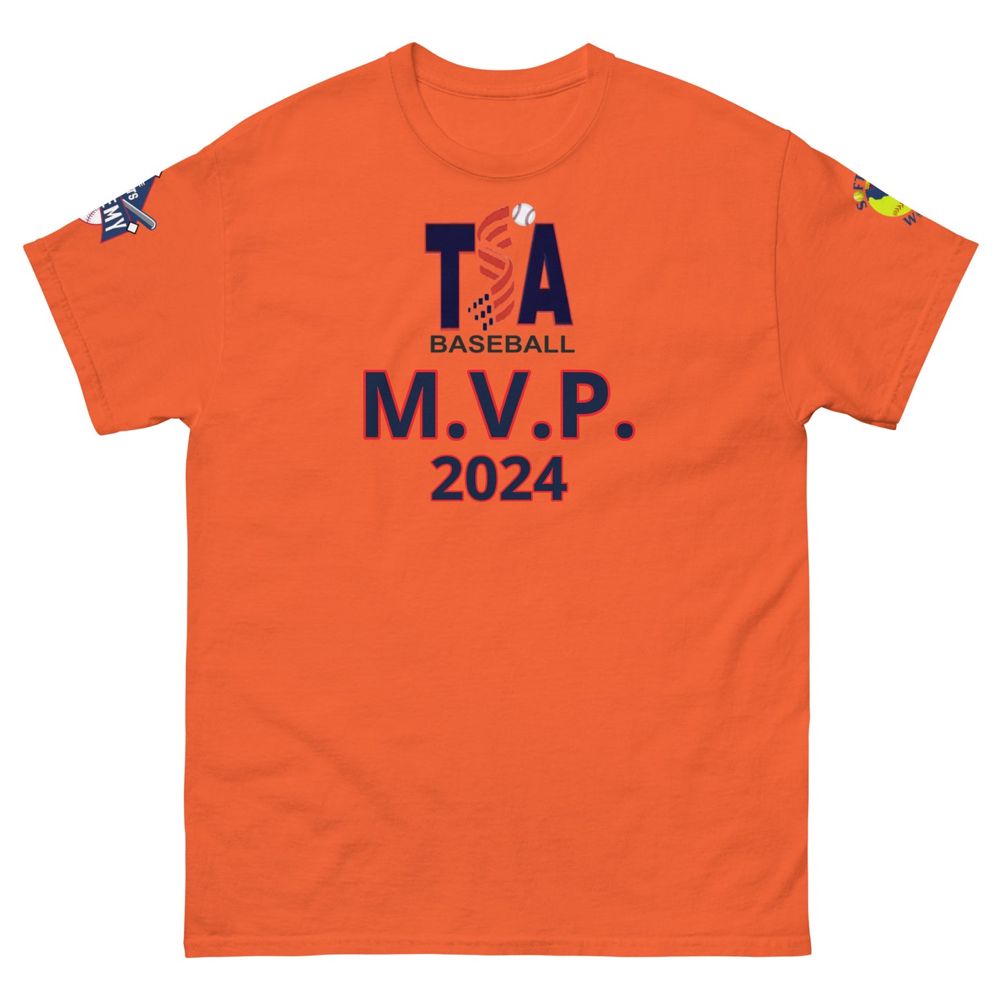 T.S.A. Baseball "M.V.P. 2 sleeve logos. Unisex classic tee
