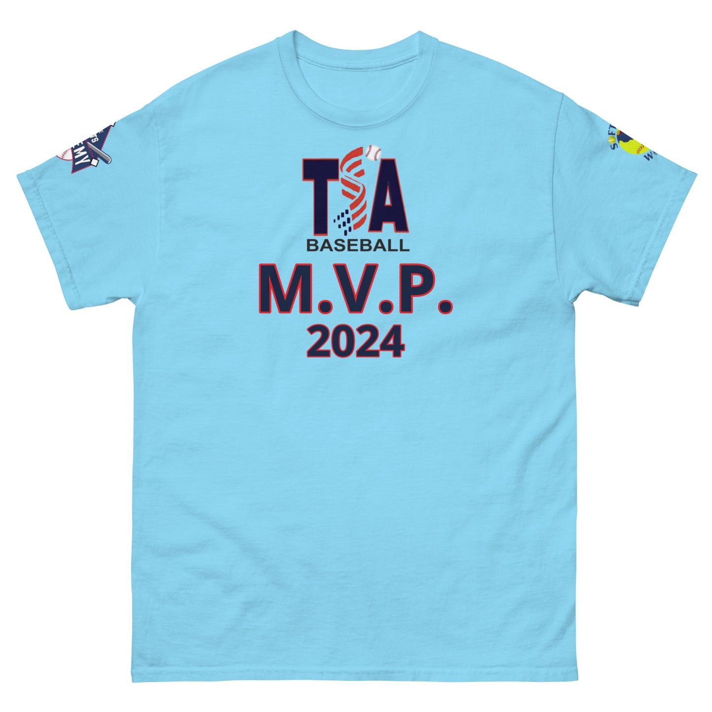 T.S.A. Baseball "M.V.P. 2 sleeve logos. Unisex classic tee