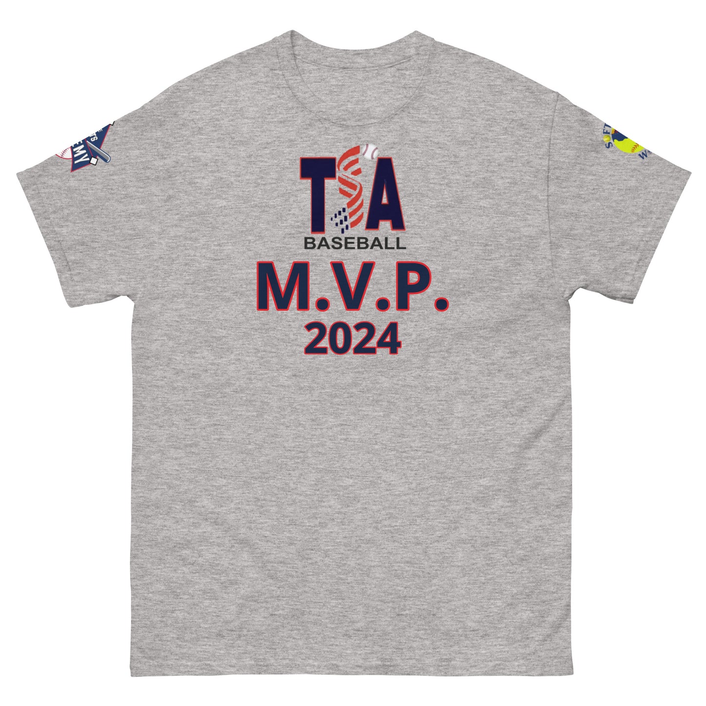 T.S.A. Baseball "M.V.P. 2 sleeve logos. Unisex classic tee