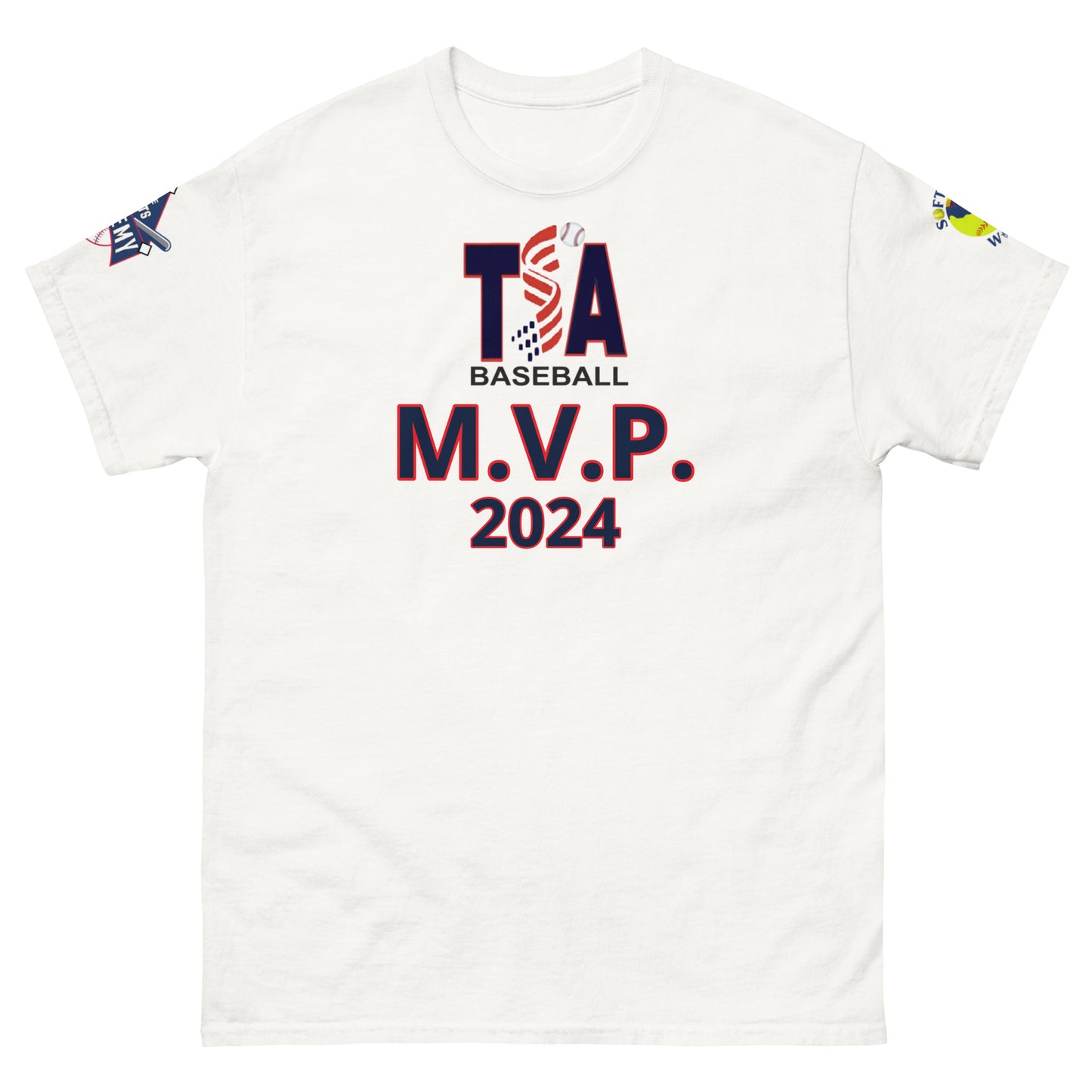 T.S.A. Baseball "M.V.P. 2 sleeve logos. Unisex classic tee