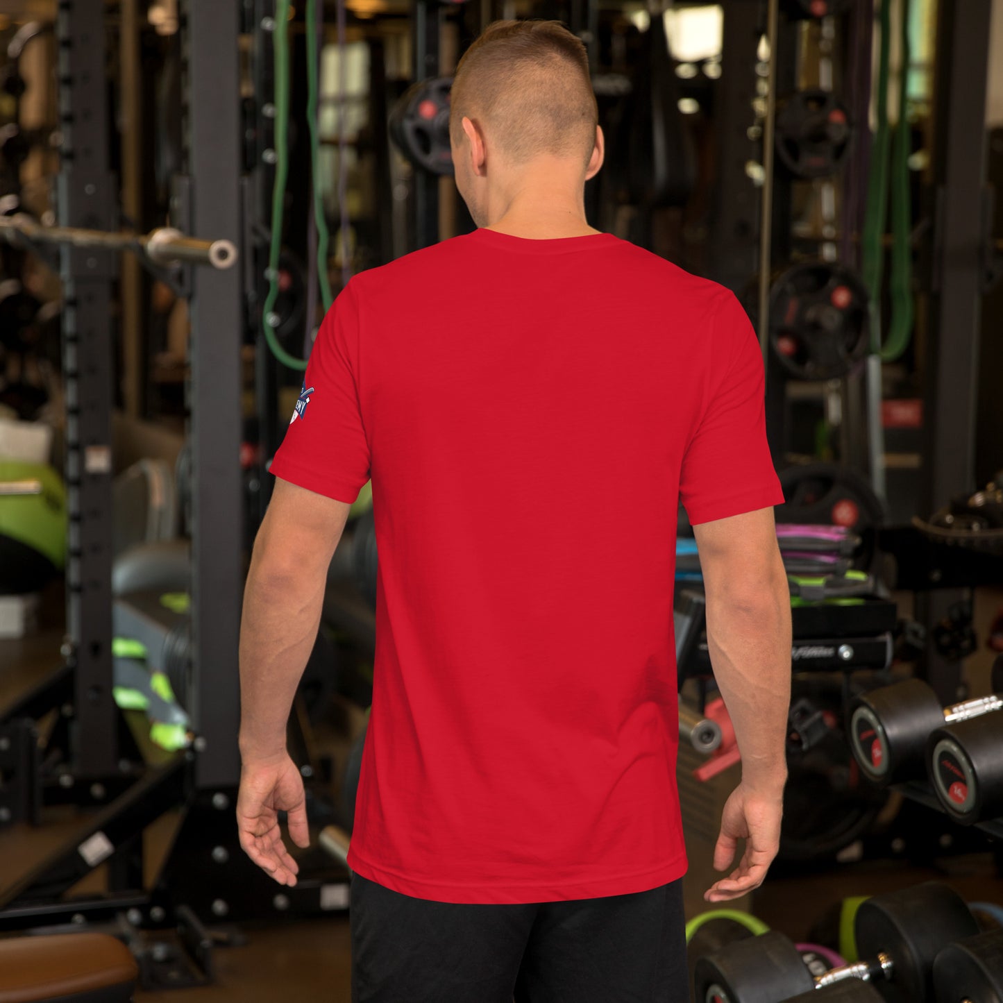 T.S.A. Baseball. "With seams" red,white, and blue. Unisex t-shirt