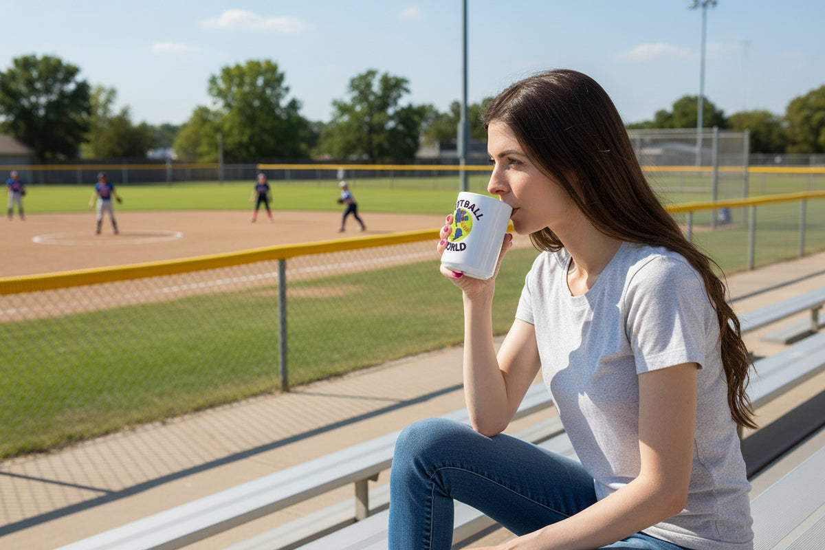 Softball World 2027. White glossy mug